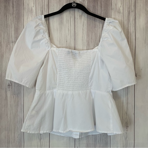 Gap White Button Down Peplum Style Blouse Shirt Size Small S - Picture 3 of 5